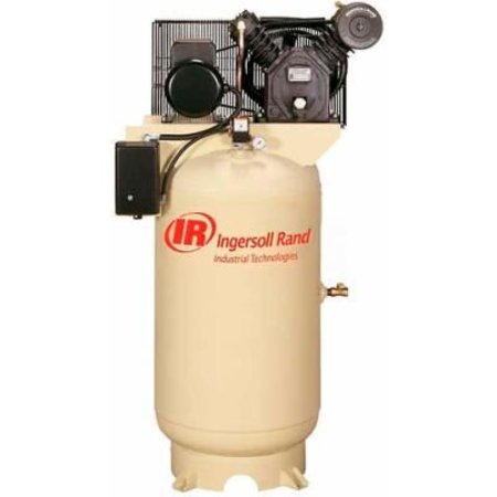 Ingersoll Rand Co Ingersoll Rand 2475N7.5-P, 7.5 HP, Two-Stage Compressor, 80 Gal, Vert., 175 PSI, 24CFM, 1-Phase 230V 45465523